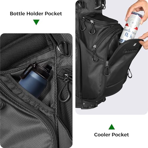 Lightweight 14-Way Golf Stand Bag with Dual Straps - Black