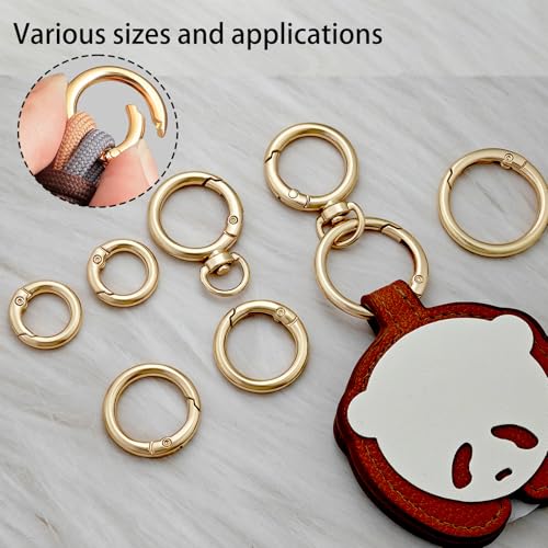 16PCS Metal Spring O Ring Set - Mixed Sizes Carabiner Clips - Silver
