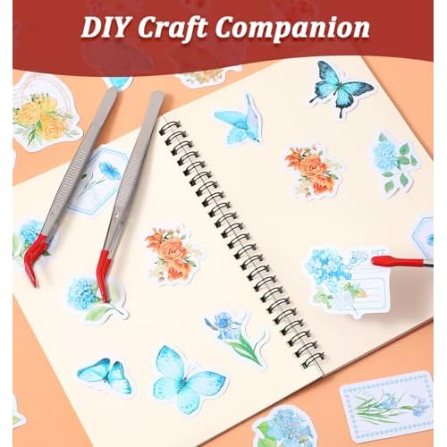 Rubber Tipped Tweezers, 3 Pcs Crafting Tweezers, 5.9 Inch Long Tweezer for Crafts, Stamps, Garden, Jewelry, DIY, Hobby, Electronics, Flat Straight & Bent Tips (Silver, Red)