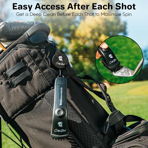 Golf Club Brush with Water Spray - Black, Heavy Duty Nylon Bristles