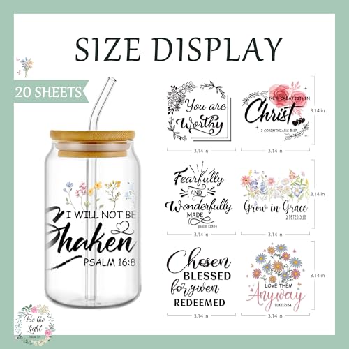 Christian UV DTF Cup Wraps - 20 Sheets for 16 oz Glass Mug | God Is Good Religious Transfer Decals