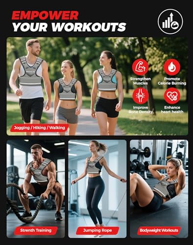 BAGAIL Grey Adjustable Weighted Vest 12-18 lb for Women, Reflective & Removable Weights