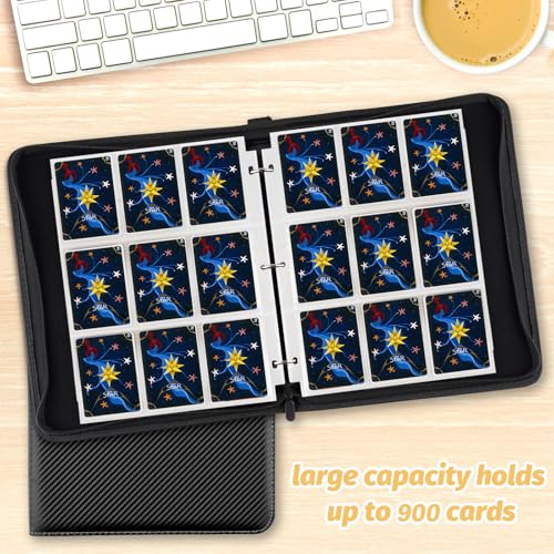900-Card Trading Card Binder with Zipper Closure & Top-Loading Pages