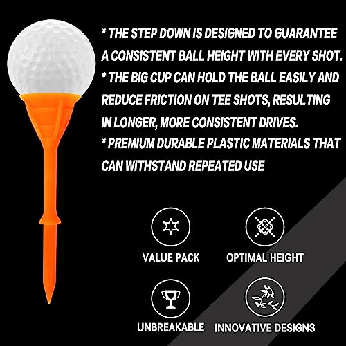 Unbreakable Plastic Golf Tees - 3 1/4 Inch, 12/24/60 Pack