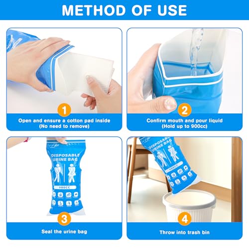 Disposable Urine Bags 900ML Pack of 15 Portable Emergency Pee Bags for Travel & Outdoors