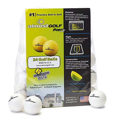 White AG AlmostGolf Foam Practice Golf Balls - Limited Flight 24 Pack with Tees
