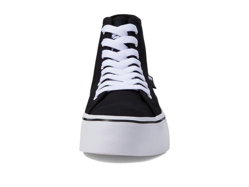 DC Women's Manual Hi Platform Skate Shoe,Black/White,7.5