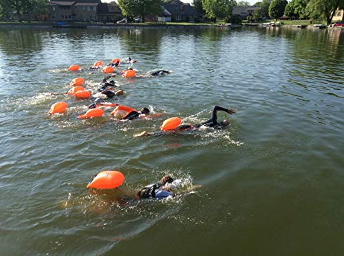 Large Orange Swim Buoy Safety Float and Dry Bag for Open Water Swimming