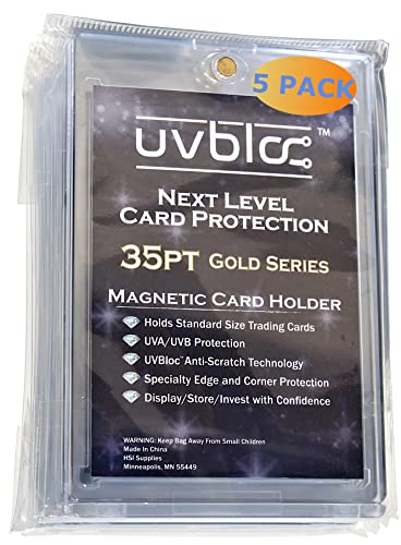 One Touch Card Holder - 5 Pack 35pt Magnetic Sleeves for Sports Cards