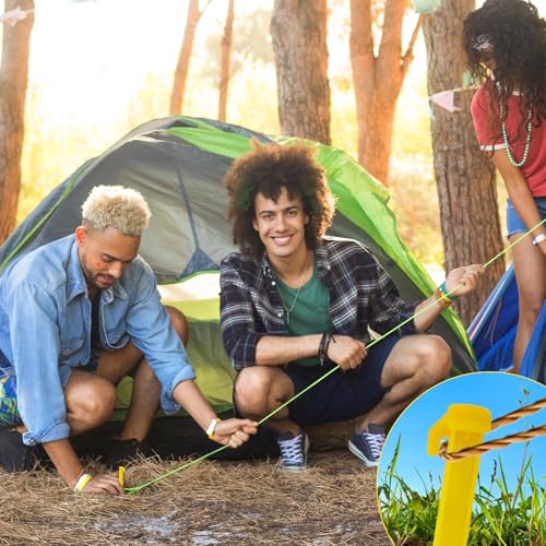 Heavy Duty Plastic Tent Stakes - 16 Pack Yellow Pegs for Lawn & Garden