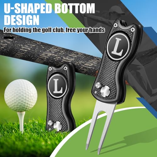 Sonwyoung Golf Divot Repair Tool with Letter L – Black Foldable Slot Ball Marker Gift