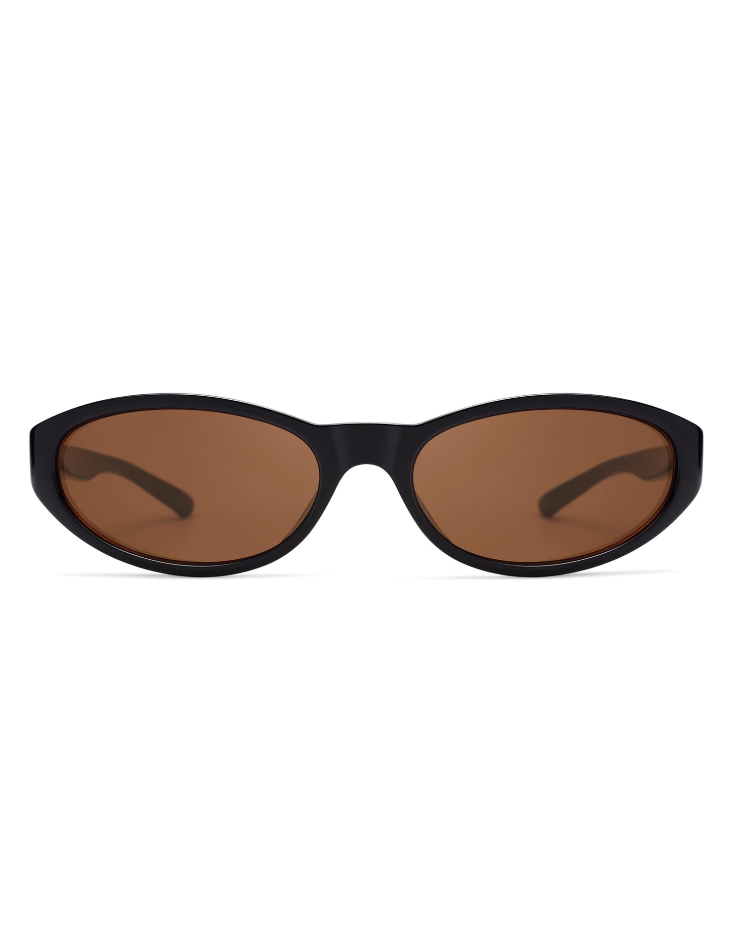 Appassal Retro Y2K Wrap Around Oval Sunglasses AP3741 Black/Brown