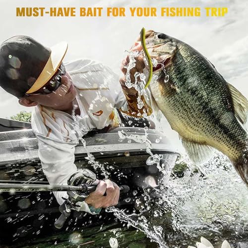 B-152PCS Wacky Worms & Fishing Hooks Kit - Soft Plastic Baits, Weedless Hooks, Jig Head, Rig Tool
