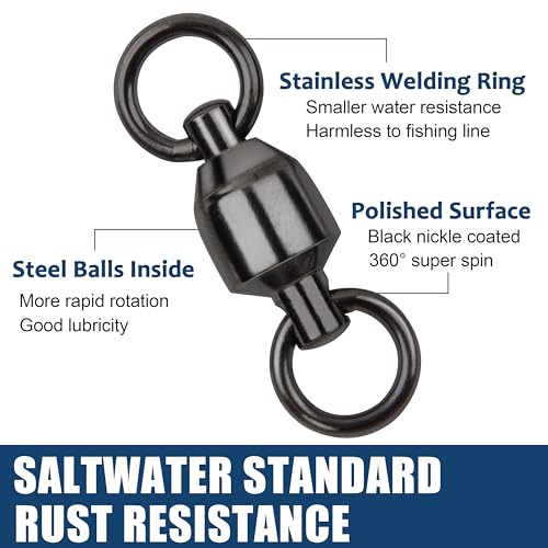 Ball Bearing Swivels Fishing Tackle - 20pcs, 260lb Strength