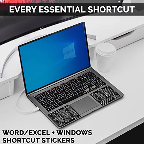 Windows Keyboard Shortcut Stickers - Black - Quick Reference Guide