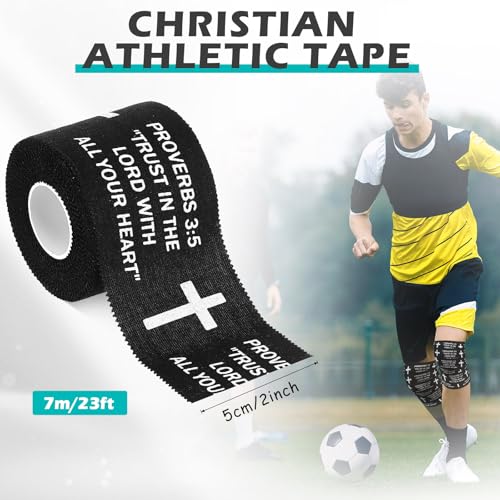 Athletic Wrist Tape - Cotton Sports Wrap for Injury Support - Proverbs 3:5, Black