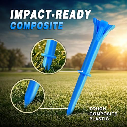 Blue 150 Pack Golf Tees 3-1/4" & 1-1/2" with 5-Prong Head - Stable Low-Resistance Practice & Driver Tees
