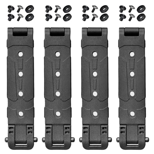 4 Pack Molle Attachment Clips with Mounting Hardware - Black