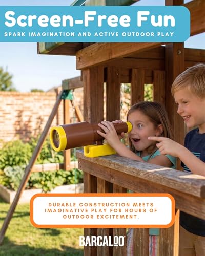 Barcaloo Pirate Playground Bundle - Brown Pirate Set with Telescope, Wheel & Flags for Kids