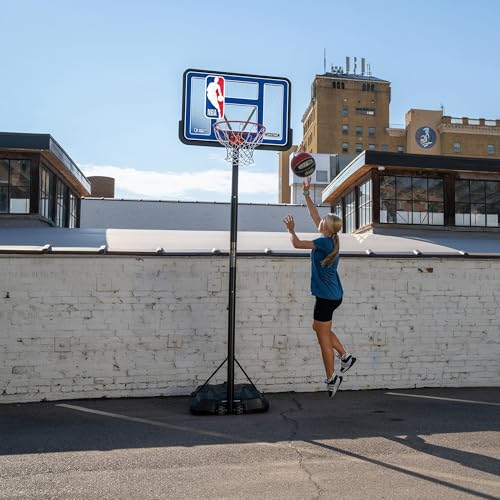 Portable NBA Basketball Hoop - Adjustable Height 7.5-10 Ft, 44" Backboard, Black/Clear