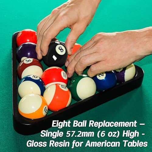 Regulation 8 Ball - 2-1/4" Resin Replacement Billiard Ball
