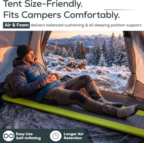 Gear Doctors Oxylus Self-Inflating Camping Sleeping Pad 4 Seasons, R-Value 4.3, Regular
