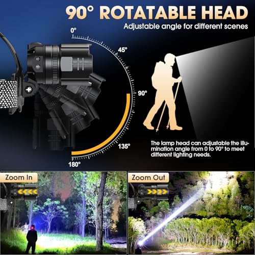 ATDOALL 2 Pack Rechargeable Headlamp - Super Bright LED, 800m Beam, 5 Modes, Type-C