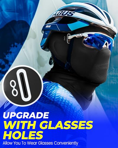Balaclava Face Mask with Glasses Holes - Black for UV Protection