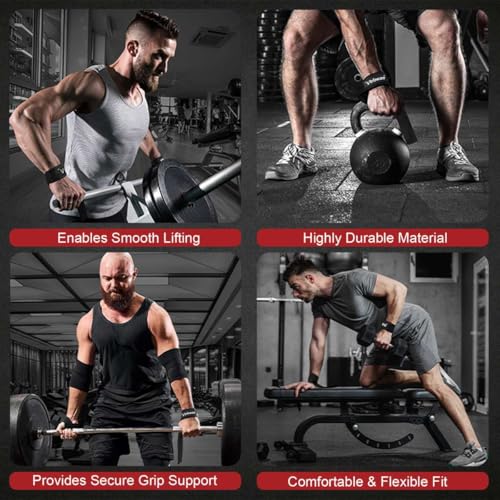 Weightlifting Straps with Non-Slip Silicone Grip - Black