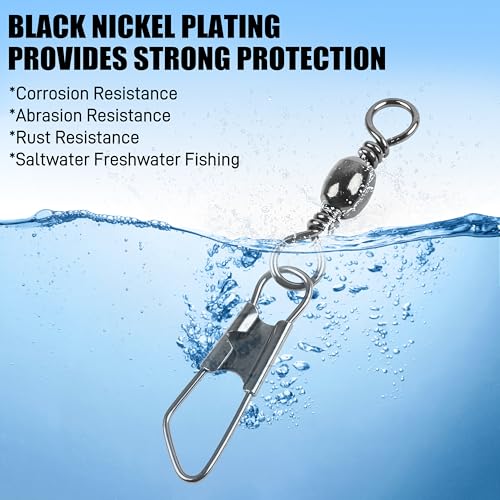 Fishing Barrel Swivels with Safety Snap - 14#-15lb, 60pcs