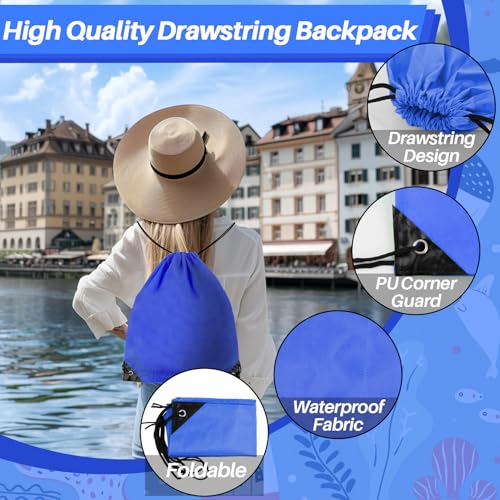 Waterproof Drawstring Backpacks - 6-Pack Cinch Gym Bags