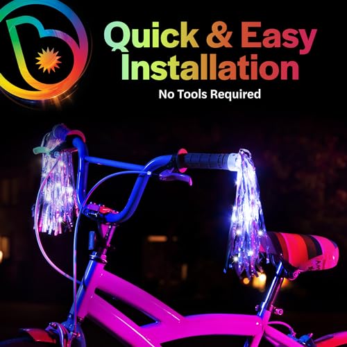 Brightz Rainbow LED Light Up Bike Streamers - 2-Pack Kids Bicycle & Scooter Accessories