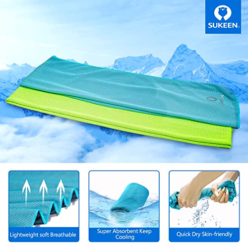 Cooling Towels 4 Pack - Instant Cooling for Neck & Face - Grey/Green/Pink/Lake Blue