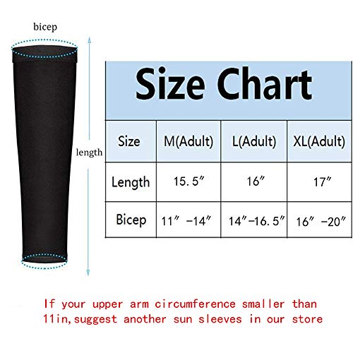 Cooling UV Protection Arm Sleeves for Sports - Medium, Black
