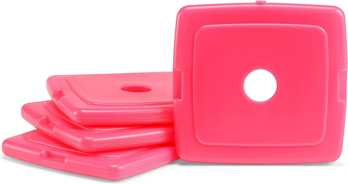 Cool Coolers by Fit & Fresh Slim Ice Packs, Quick Freeze Reusable Ice Packs for Lunch Boxes & Coolers, Long-Lasting, Space Saving Lunch Ice Packs, Dark Pink 4PK