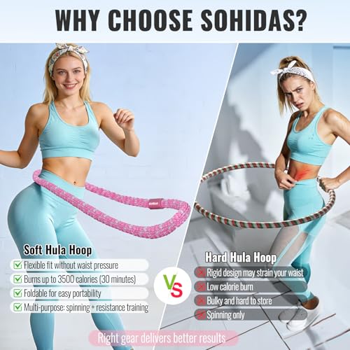 Weighted Hula Hoop for Adults - 3.3lbs Pink Hula Hoop