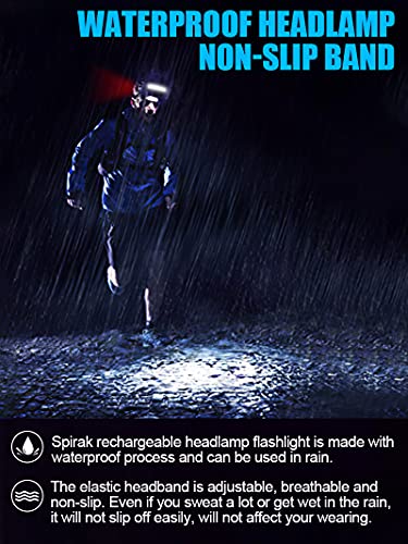 Spriak White USB Rechargeable LED Headlamp with 230° Wide Beam, Hard Hat Light