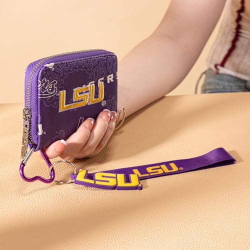 LSU Tigers Zip Around Small Wallet with Wristlet Strap - Purple