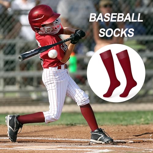 Baseball Soccer Softball Socks - Youth Adult Medium Wine Red