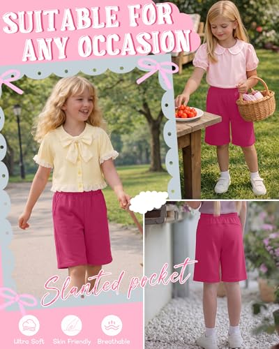 Girls' Wide Leg Bermuda Shorts - Rose Pink, 7-8 Years