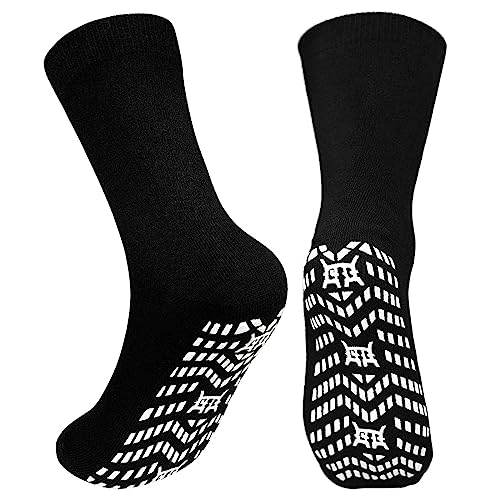 Non-Slip Grip Socks for Men and Women - X-Large, Black (1 Pair)