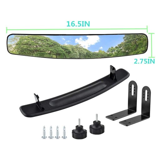WLOOD Golf Cart Rear View Mirror 16.5 Inch Extra Wide Panoramic Golf Cart Rear View Mirror Fit for EZGO, Yamaha, Club Car
