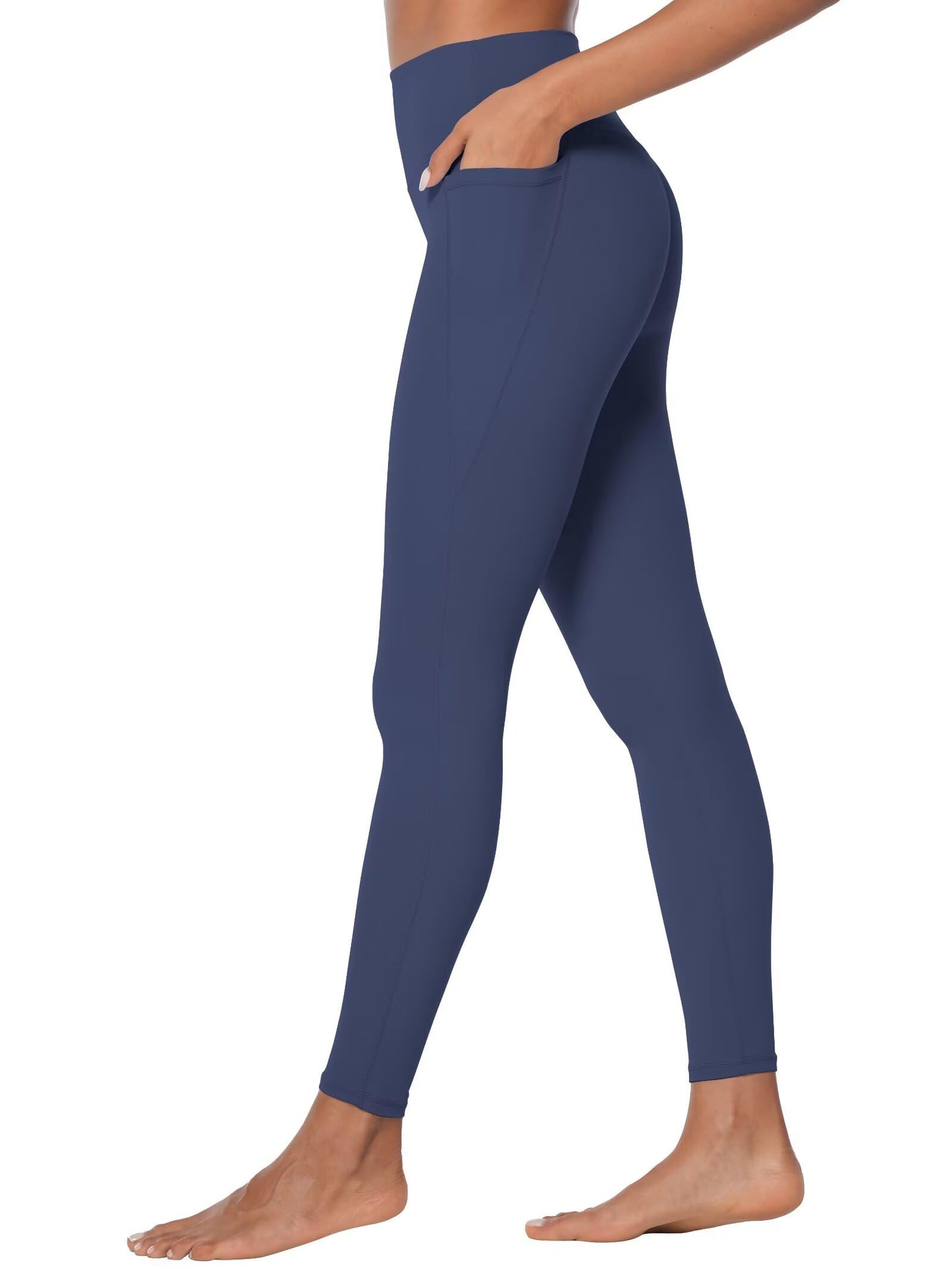 Sunzel Sunzfly High Waist Yoga Pants with Pockets, Workout Leggings for Women Tummy Control, No Front Seam Yoga Leggings 26" Black Medium