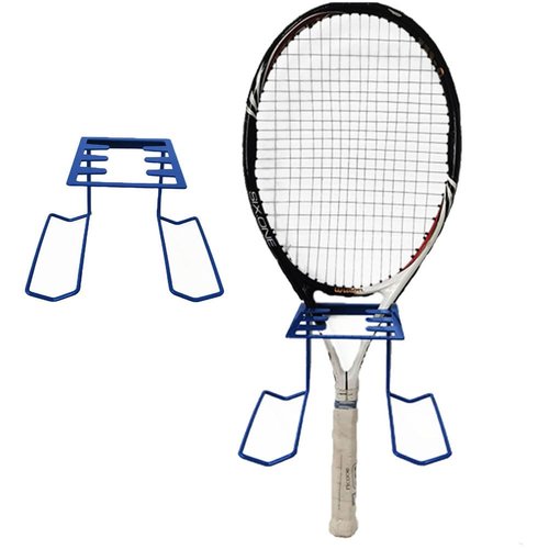 Gloperti Tennis Racket Holder Metal Wall Mounted Storage Rack for Tennis Badminton Paddel Racket and Tennis Balls Blue Colour