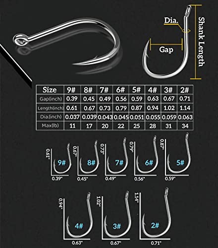Anmuka 800pcs Fishing Hooks Set - Saltwater & Freshwater, Multiple Sizes