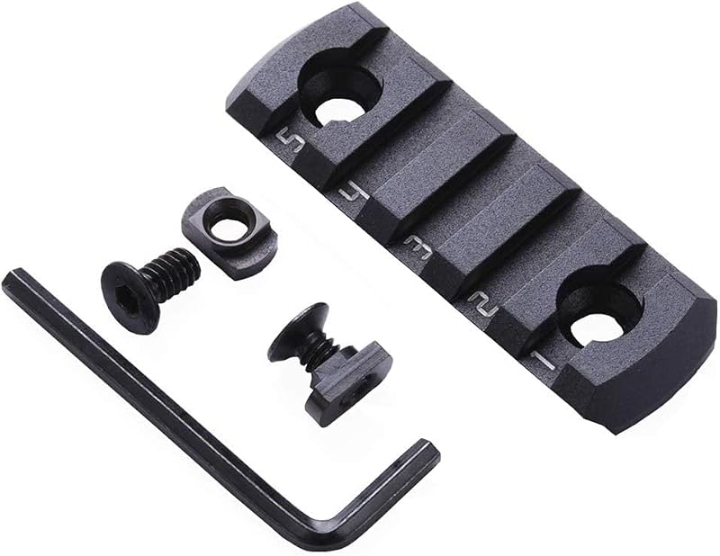 Picatinny Rail Section for M-LOK - 5-Slot Aluminum Mount - Black