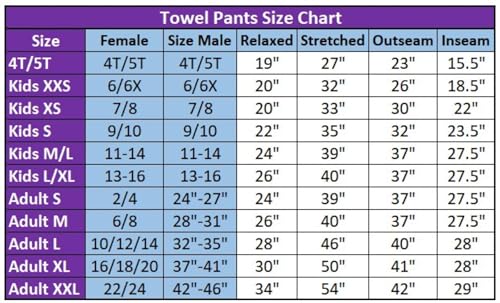 Adult Black Cotton Towel Pants Swimsuit Coverup - Paradise Towelwear, Size L