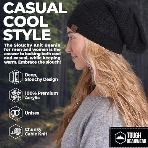 Ribbed Beanie Hat - Stretch Fit Knit Cap for Men & Women - One Size, Black