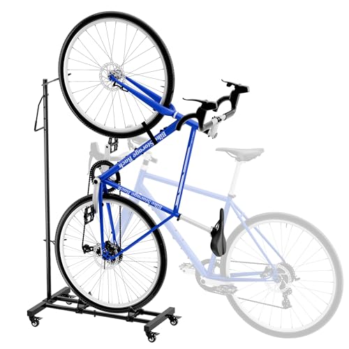 Vertical Bike Stand with Lockable Wheels - Adjustable Height for 29" Wheels