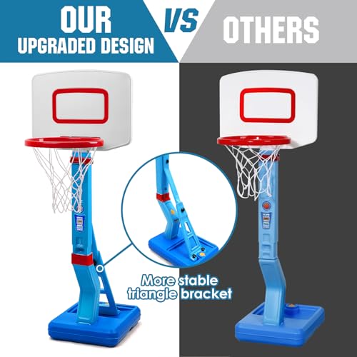 SUPER JOY Blue Toddler Basketball Hoop - Adjustable Indoor & Outdoor Kids Toy